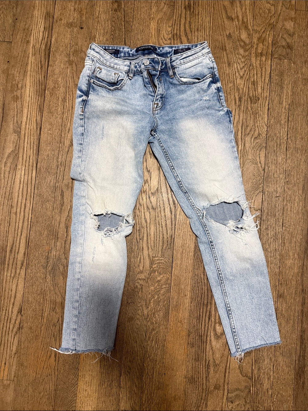Vigoss Thompson Tomboy Light Wash Classic Fit Skinny Jeans with distressing